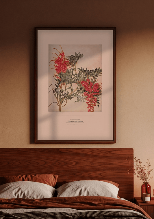 Fuchsia Grevillea Botanical Art Print - Birch & Banksia