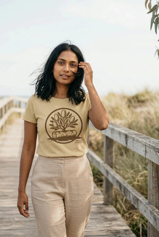 Banksia Crest Women’s Tee - Birch & Banksia