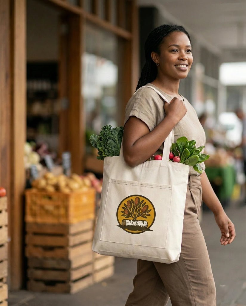 Bush Emblem Recycled Cotton Tote - Birch & Banksia