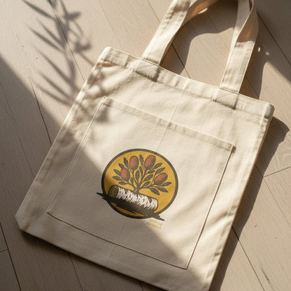Bush Emblem Recycled Cotton Tote - Birch & Banksia